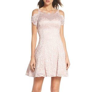 Morgan & Co Lace Fit & Flare Champagne Dress 9/10